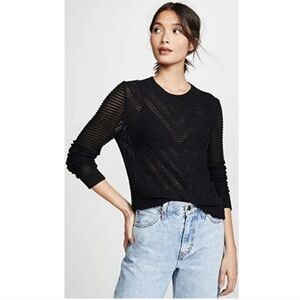 L'agence Open Knit Crewneck Whitley Pullover Sweater In Black Size Large